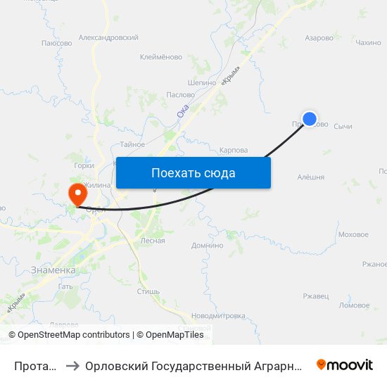 Протасово to Орловский Государственный Аграрный Университет map