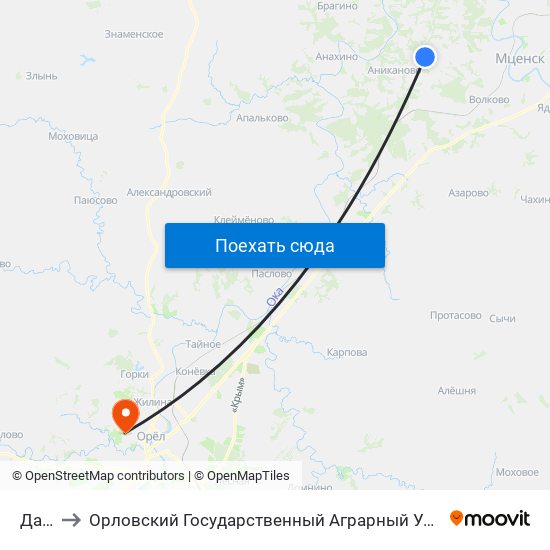 Дачи to Орловский Государственный Аграрный Университет map