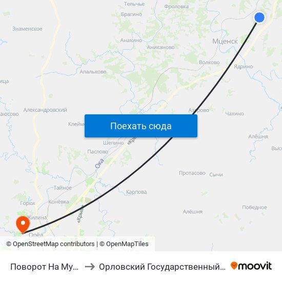 Поворот На Музей Тургенева to Орловский Государственный Аграрный Университет map