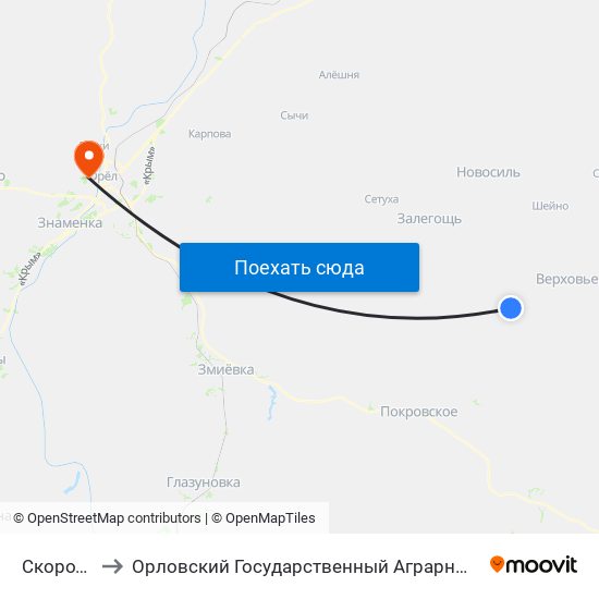 Скородное to Орловский Государственный Аграрный Университет map