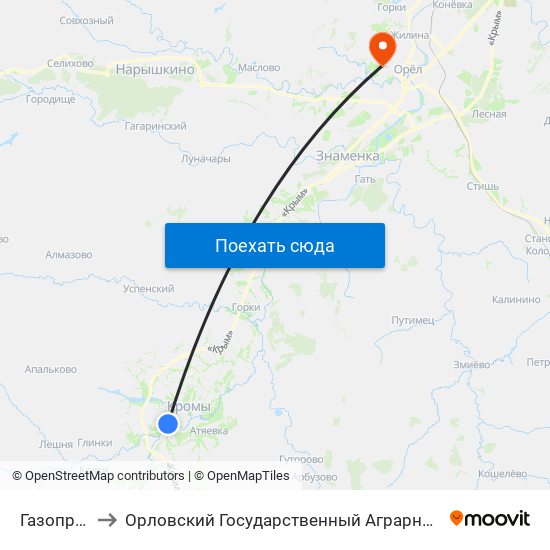 Газопровод to Орловский Государственный Аграрный Университет map