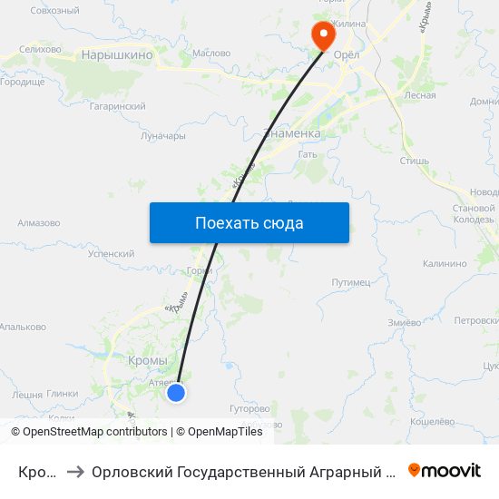 Кромы to Орловский Государственный Аграрный Университет map