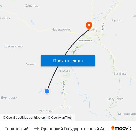 Топковский Поворот to Орловский Государственный Аграрный Университет map