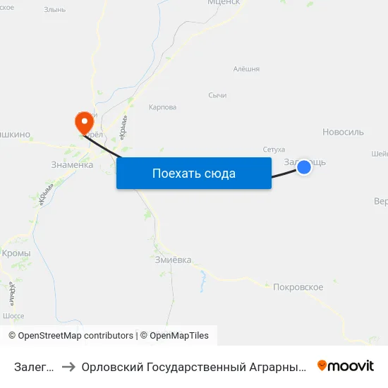 Залегощь to Орловский Государственный Аграрный Университет map