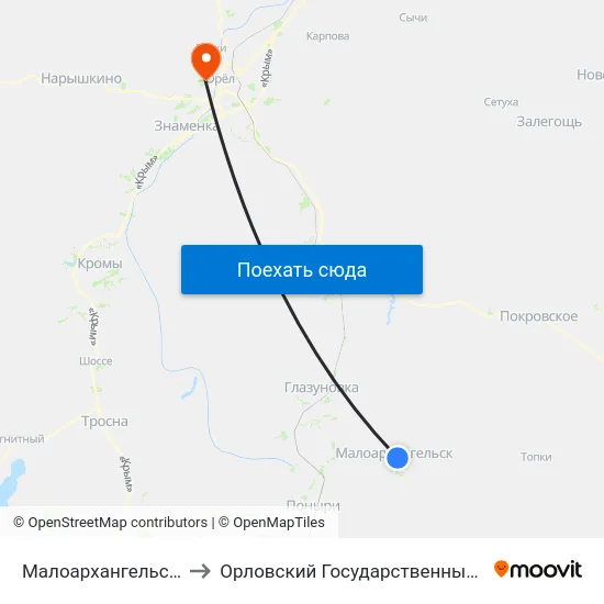 Малоархангельск, Автостанция to Орловский Государственный Аграрный Университет map