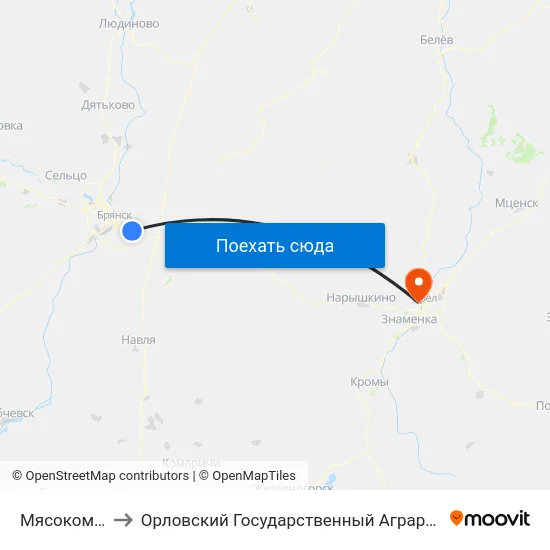 Мясокомбинат to Орловский Государственный Аграрный Университет map