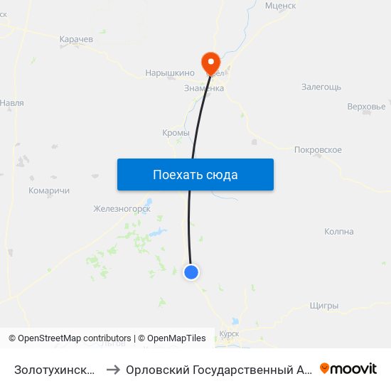 Золотухинский Поворот to Орловский Государственный Аграрный Университет map