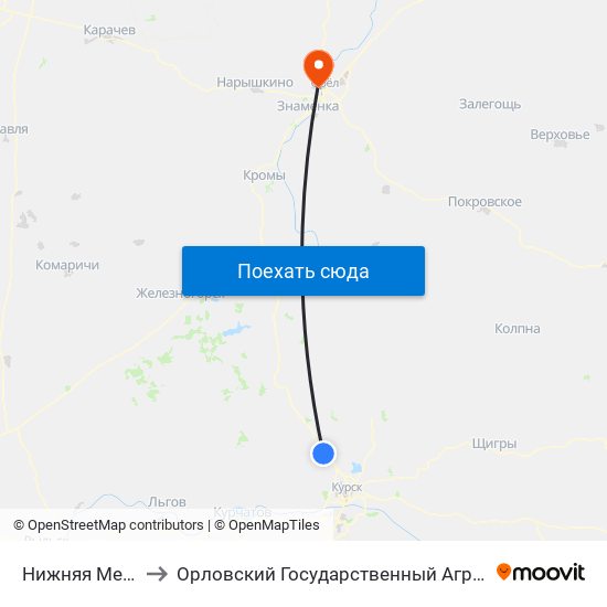 Нижняя Медведица to Орловский Государственный Аграрный Университет map