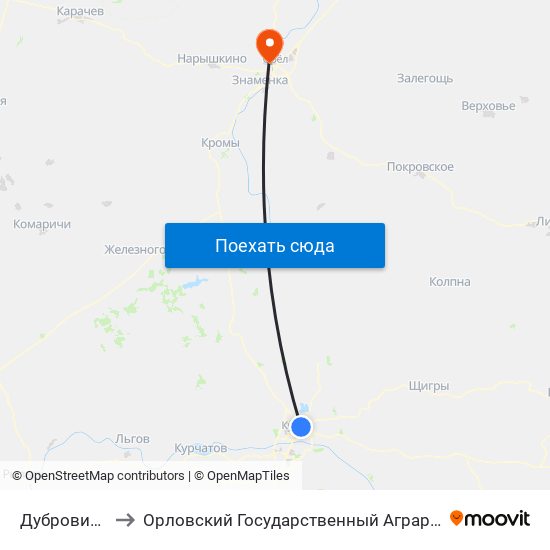 Дубровинского to Орловский Государственный Аграрный Университет map