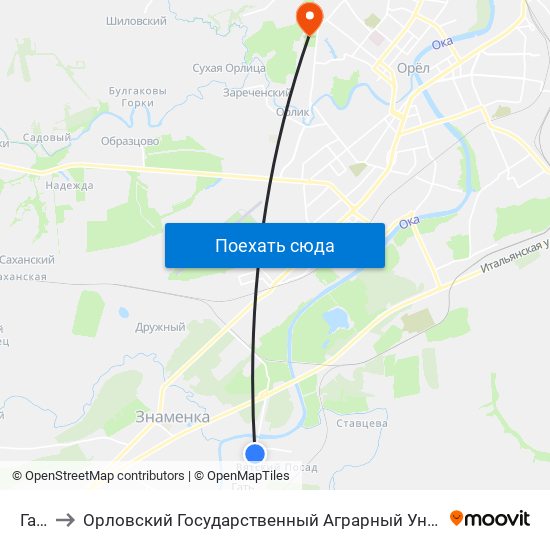 Гать to Орловский Государственный Аграрный Университет map