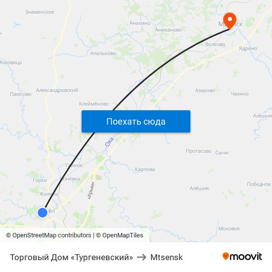 Торговый Дом «Тургеневский» to Mtsensk map