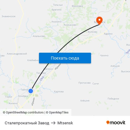Сталепрокатный Завод to Mtsensk map