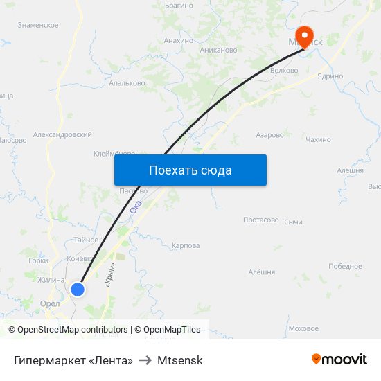 Гипермаркет «Лента» to Mtsensk map