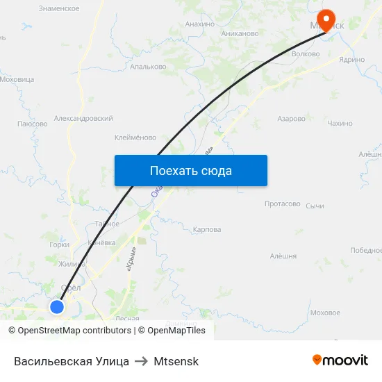 Васильевская Улица to Mtsensk map