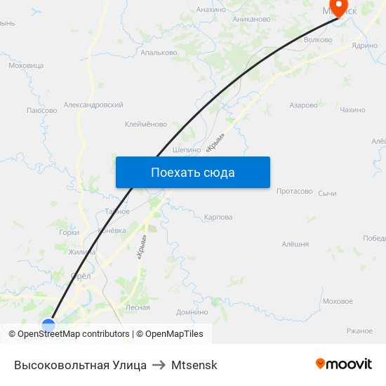 Высоковольтная Улица to Mtsensk map