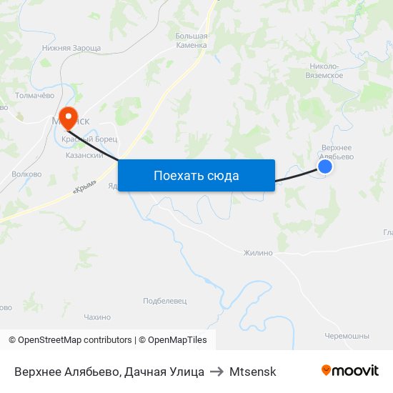 Верхнее Алябьево, Дачная Улица to Mtsensk map