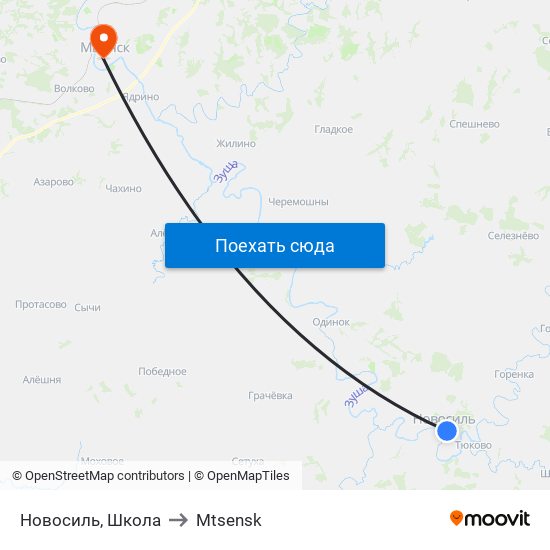 Новосиль, Школа to Mtsensk map