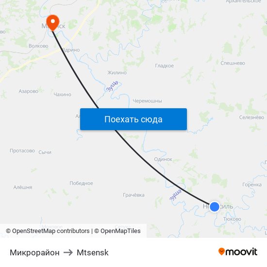 Микрорайон to Mtsensk map