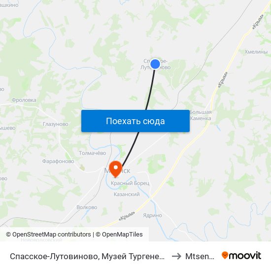 Спасское-Лутовиново, Музей Тургенева to Mtsensk map