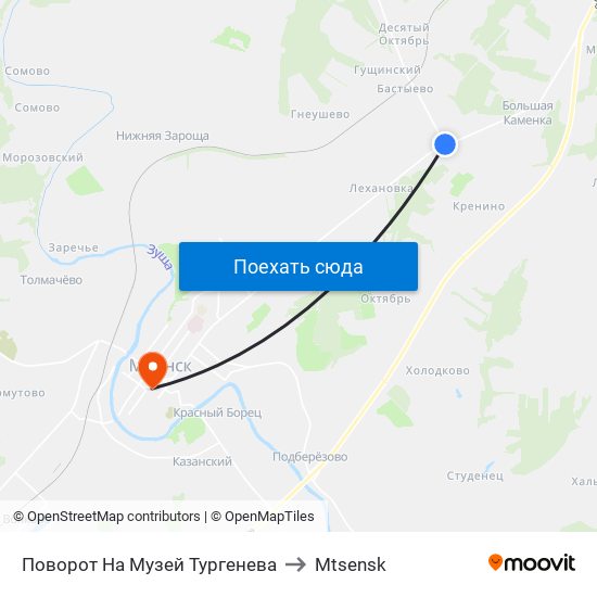 Поворот На Музей Тургенева to Mtsensk map