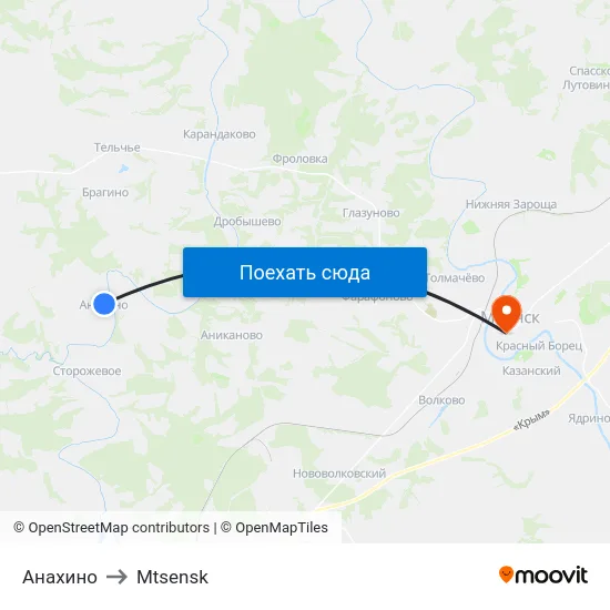Анахино to Mtsensk map