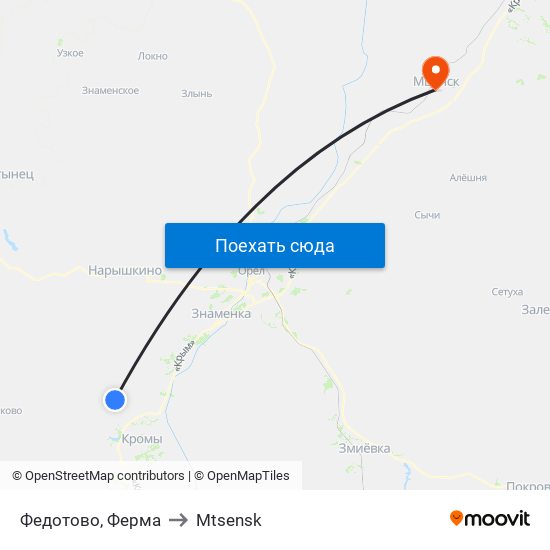 Федотово, Ферма to Mtsensk map