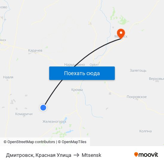 Дмитровск, Красная Улица to Mtsensk map