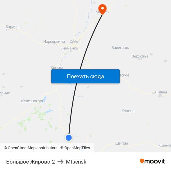 Большое Жирово-2 to Mtsensk map