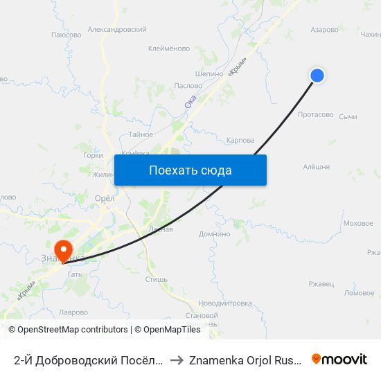 2-Й Доброводский Посёлок to Znamenka Orjol Russia map