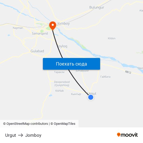 Urgut to Jomboy map