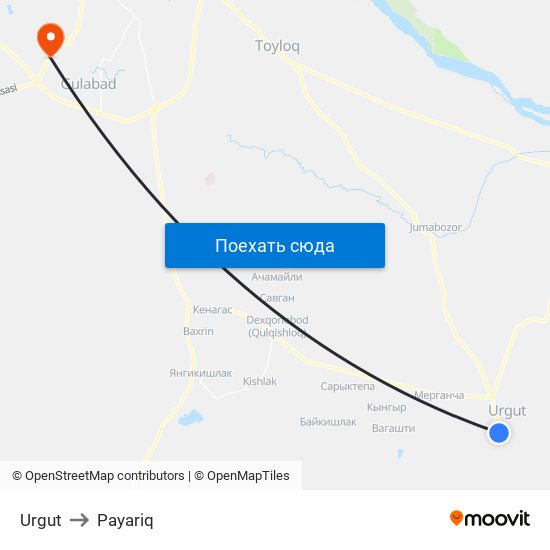Urgut to Payariq map
