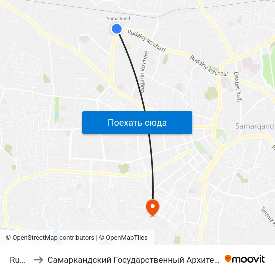 Rudaki, 84 to Самаркандский Государственный Архитектурно Строительный Институт (Самгаси) map