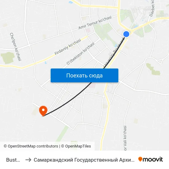 Bustonsaroy, 1 to Самаркандский Государственный Архитектурно Строительный Институт (Самгаси) map