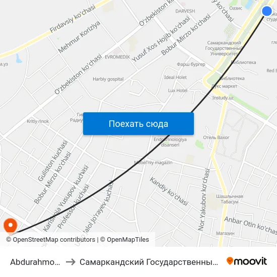 Abdurahmon Jomiy Ko'Chasi, 59 to Самаркандский Государственный Архитектурно Строительный Институт (Самгаси) map