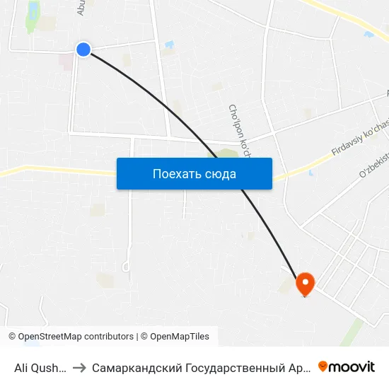 Ali Qushchi Street, 35 to Самаркандский Государственный Архитектурно Строительный Институт (Самгаси) map