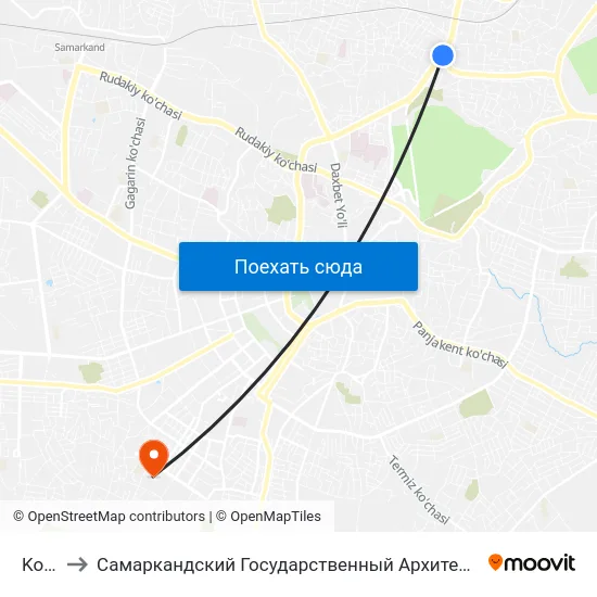 Kolledzh to Самаркандский Государственный Архитектурно Строительный Институт (Самгаси) map
