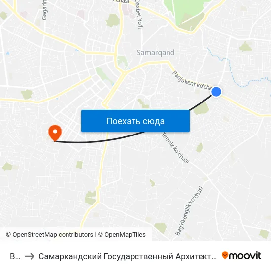 Bekat to Самаркандский Государственный Архитектурно Строительный Институт (Самгаси) map