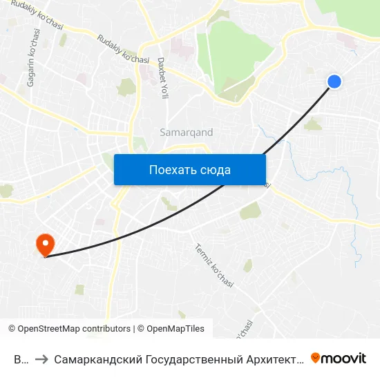 Bekat to Самаркандский Государственный Архитектурно Строительный Институт (Самгаси) map