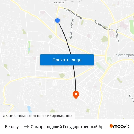 Beruniy Ko'Chasi, 71 to Самаркандский Государственный Архитектурно Строительный Институт (Самгаси) map