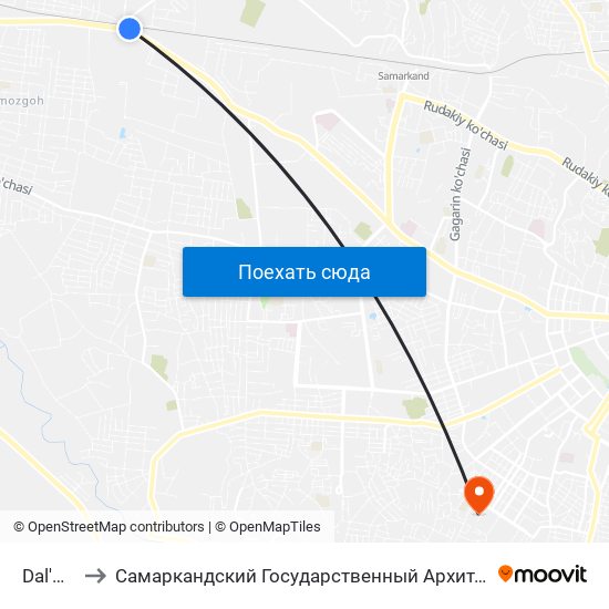 Dal'Nii Lager' to Самаркандский Государственный Архитектурно Строительный Институт (Самгаси) map