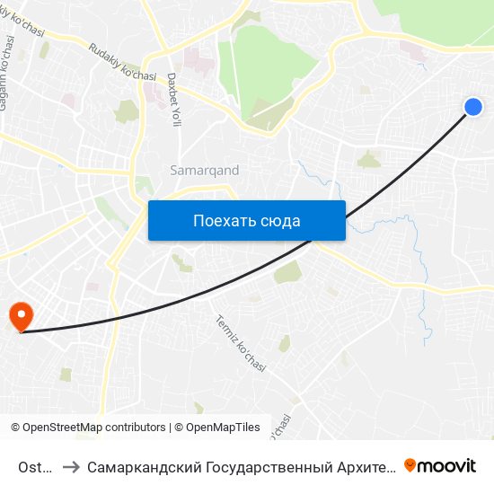 Ostanovka to Самаркандский Государственный Архитектурно Строительный Институт (Самгаси) map