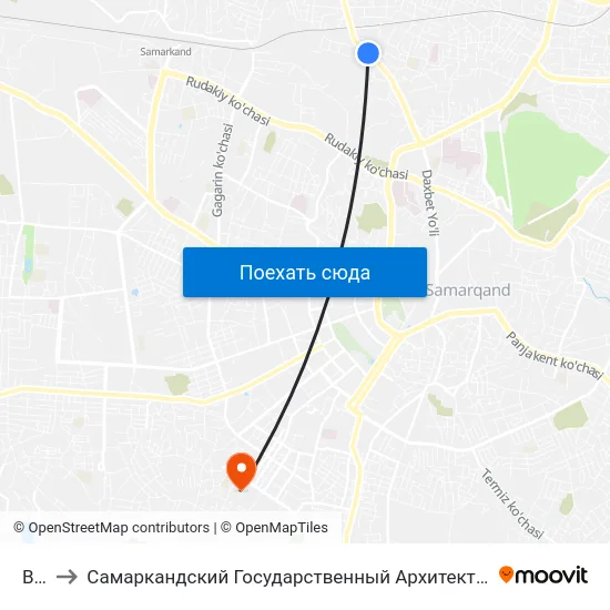 Bekat to Самаркандский Государственный Архитектурно Строительный Институт (Самгаси) map