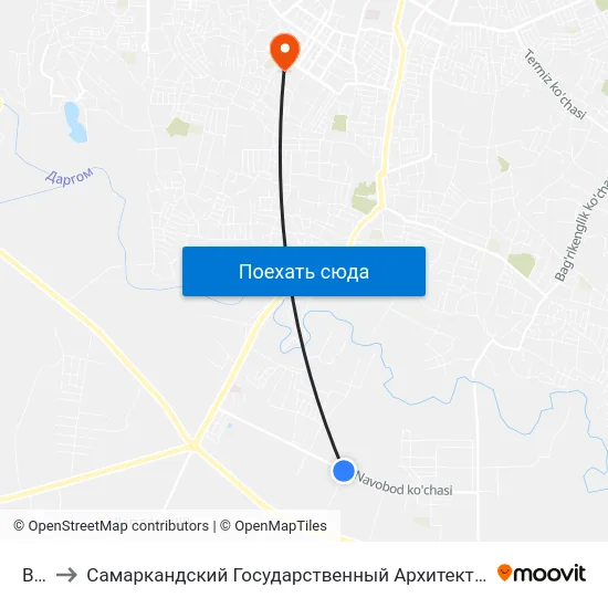 Bekat to Самаркандский Государственный Архитектурно Строительный Институт (Самгаси) map