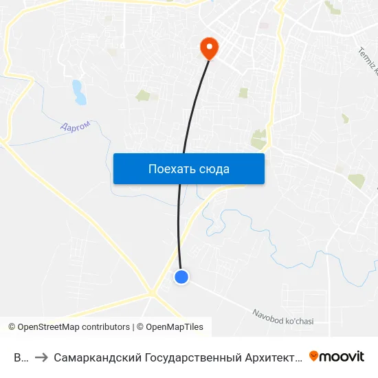 Bekat to Самаркандский Государственный Архитектурно Строительный Институт (Самгаси) map