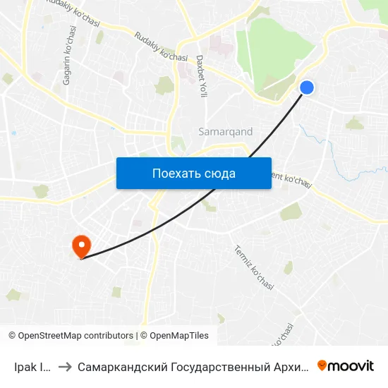 Ipak Iuli Bozori to Самаркандский Государственный Архитектурно Строительный Институт (Самгаси) map