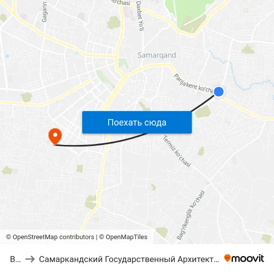 Bekat to Самаркандский Государственный Архитектурно Строительный Институт (Самгаси) map