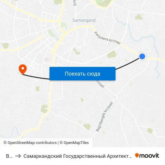 Bekat to Самаркандский Государственный Архитектурно Строительный Институт (Самгаси) map