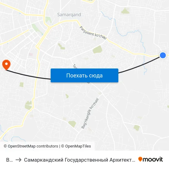 Bekat to Самаркандский Государственный Архитектурно Строительный Институт (Самгаси) map