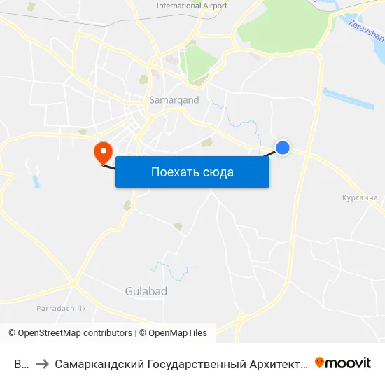 Bekat to Самаркандский Государственный Архитектурно Строительный Институт (Самгаси) map