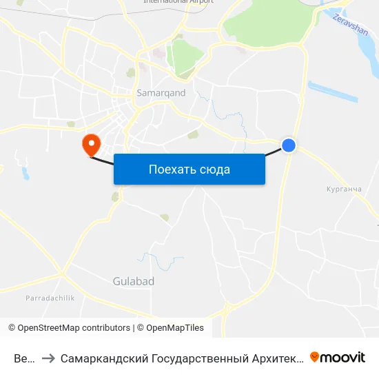 Betonka to Самаркандский Государственный Архитектурно Строительный Институт (Самгаси) map